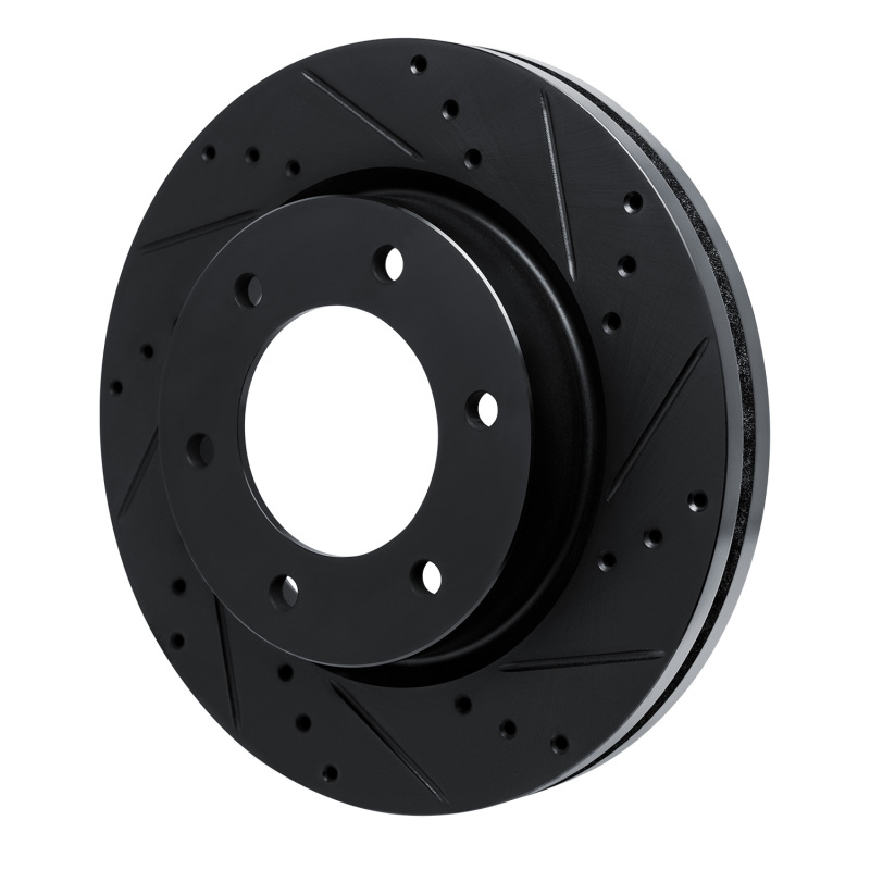 Ford Bronco Brake Rotor (1) - Front Right - R1 Concepts - Drilled & Slotted - Black - `19-`25